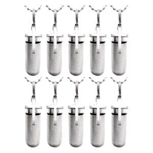 Set of TEN Brushed Silver Simple Cross CREMATION URN Necklaces with Pouches